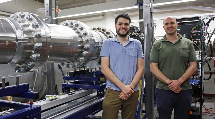 A grant from the Army Research Office will fund an extension of the Arizona Supersonic Wind Tunnel, making it capable of conducting experiments in transonic conditions. Stuart "Alex" Craig (left) and Jesse Little received the funding through the U.S. Department of Defense's Historically Black Colleges and Universities/Minority-Serving Institutions Science Program.