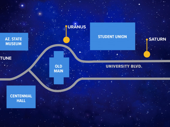 AZ Scale model Solar System map on the UA Campus.