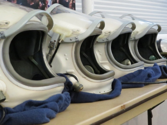Spacesuit training program, astronaut suit helmets.