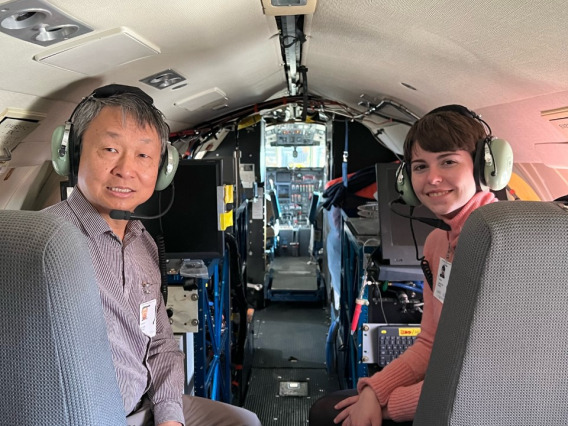 Dr. Zeng (left) and Annalisa Minke (right) in one of the airplanes that collects ACTIVATE data