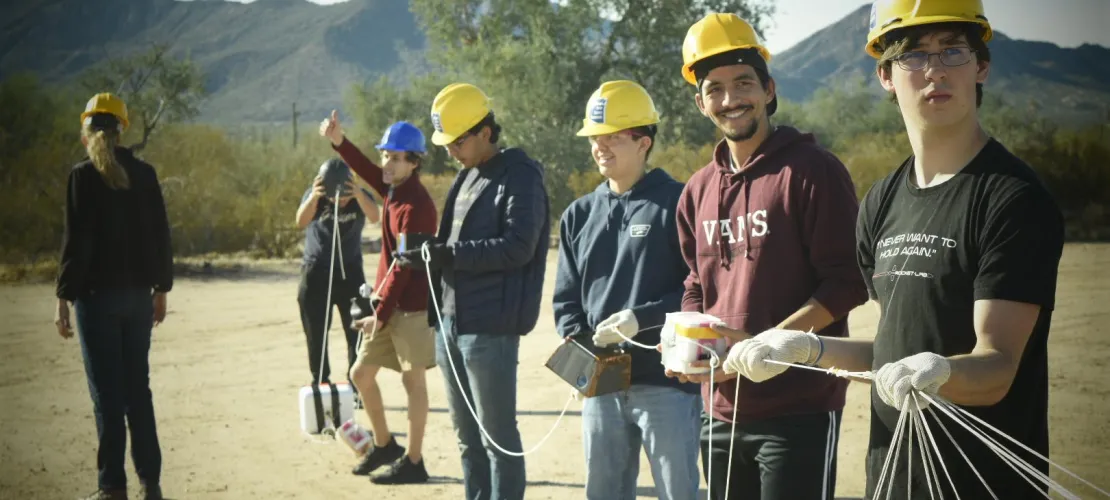 Fall 2019 ASCEND launch. Students holding their payloads.