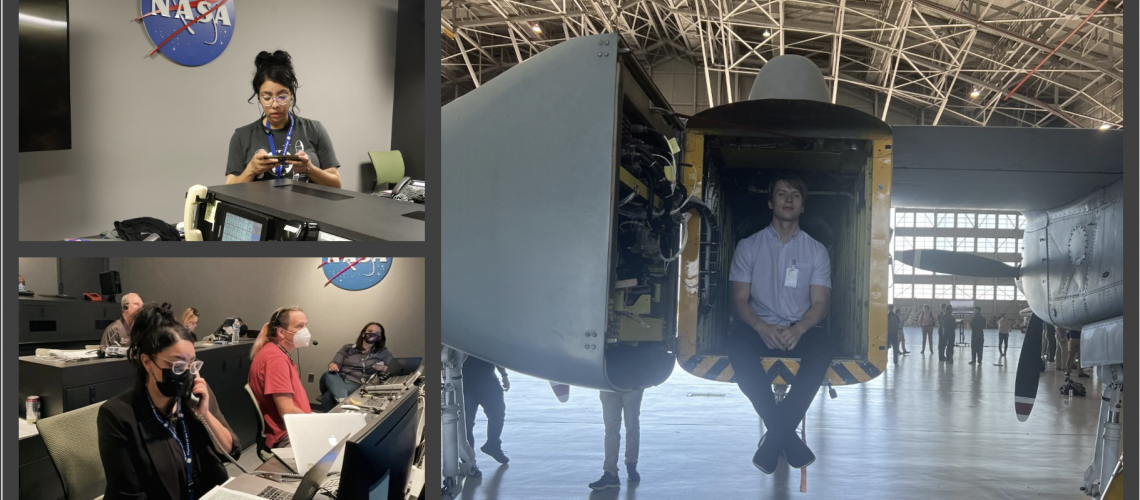 Images of Rosemary Ferreira, left, and Zane Green, right, at their NASA Center Internships.