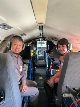 Dr. Zeng (left) and Annalisa Minke (right) in one of the airplanes that collects ACTIVATE data